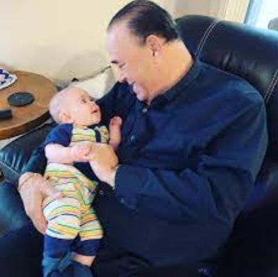 Picture of Samantha's son Rhett Hanley with her father Jon